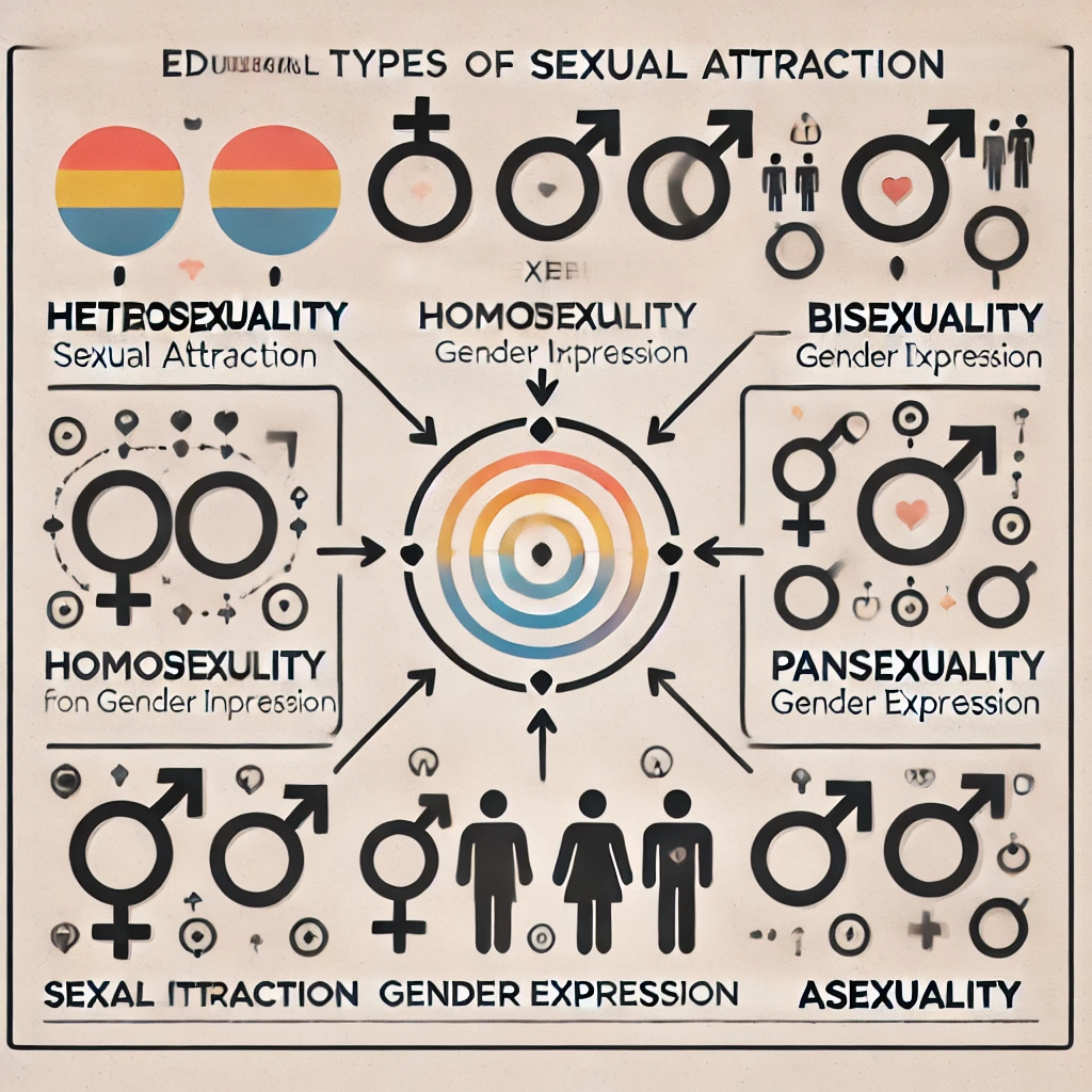 Schéma illustrant les différents types d'attraction sexuelle et leurs distinctions.