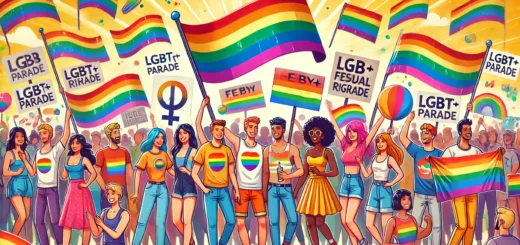 Groupe de personnes queer célébrant la diversité lors d'une marche des fiertés.