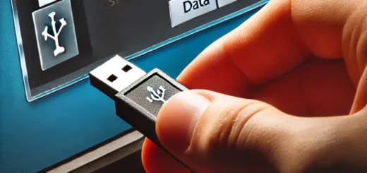 Main déconnectant une clé USB avec une notification d'éjection sécurisée visible.