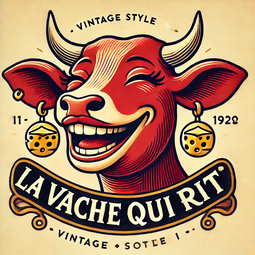 Logo original de « La Vache qui rit » inspiré de l'emblème humoristique de la Première Guerre mondiale.